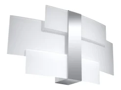 Sollux Lighting Lámparas de pared Zelora moderno de acero/vidrio - 2 fuentes luminosas 4000K - L.42 x A.23 cm - cromo/blanco Gris