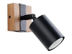Sollux Lighting Plafón-Lámparas de pared Zynelix escandinavo de acero/madera natural - 1 fuentes luminosas 4000K - L.8 x A.13 cm - /madera natural Negro