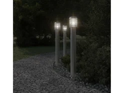 Lámparas de suelo de exterior 3 uds acero inoxidable 110 cm ES802690 Plateado