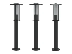 Lámparas de suelo de exterior 3 uds acero inoxidable 60cm ES336476 Negro