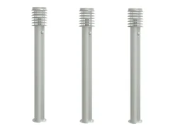 New Lámparas de suelo de exterior con sensor 3 uds acero inox 110cm ES409769 Plateado