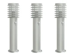 Iluminación Exterior-Lámparas de suelo de exterior con sensor 3 uds acero inox 60 cm ES363917 Plateado
