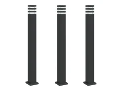 Lámparas de suelo de exterior 3 unidades aluminio 110 cm ES963951 Negro Clearance