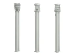 Lámparas de suelo exterior con enchufe 3 uds acero inox 110 cm ES123184 Plateado Best
