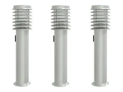 Iluminación Exterior-Lámparas de suelo exterior con enchufe 3 uds acero inox 60 cm ES238632 Plateado