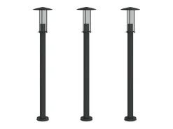 New Lámparas de suelo exterior 3 uds acero inoxidable 100 cm ES374173 Negro
