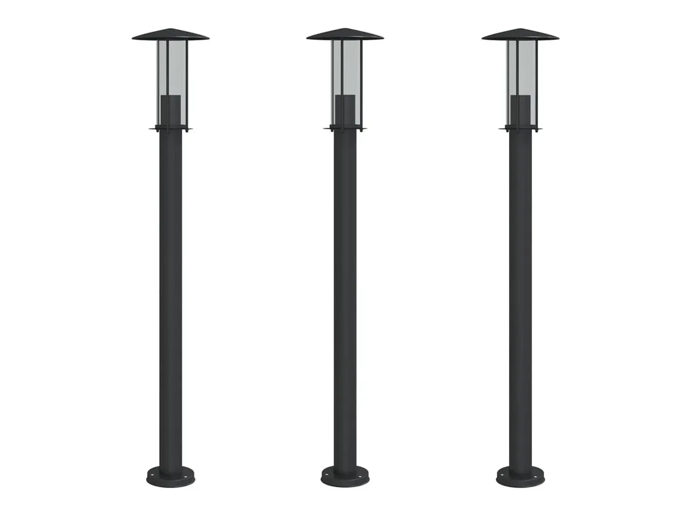 New Lámparas de suelo exterior 3 uds acero inoxidable 100 cm ES374173 Negro