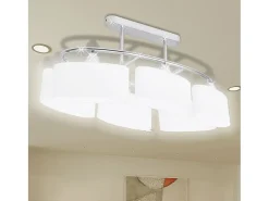 Lámparas de techo 4 uds con pantalla de cristal elipsoidal E14 ES537994 Blanco Hot