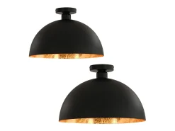 Lámparas de techo 2 uds semiesféricas y dorado E27 ES464662 Negro Online