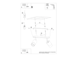 New Sollux Lighting Lámparas de techo Alvor moderno de acero - 2 fuentes luminosas 4000K - L.30 x A.18 cm - /cromo Negro