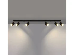 New Sollux Lighting Lámparas de techo Alvor moderno de acero - 6 fuentes luminosas 4000K - L.117 x A.18 cm - oro Negro