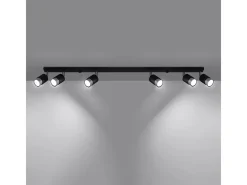 Sollux Lighting Lámparas de techo Alvor moderno de acero - 6 fuentes luminosas 4000K - L.117 x A.18 cm - /cromo Negro Outlet