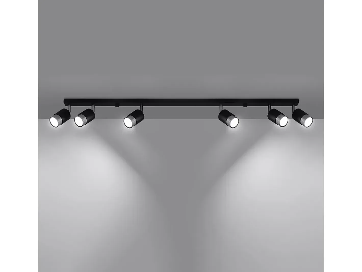 Sollux Lighting Lámparas de techo Alvor moderno de acero - 6 fuentes luminosas 4000K - L.117 x A.18 cm - /cromo Negro Outlet