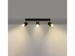 New Sollux Lighting Lámparas de techo Alvor moderno de acero - 3 fuentes luminosas 4000K - L.45 x A.18 cm - oro Negro