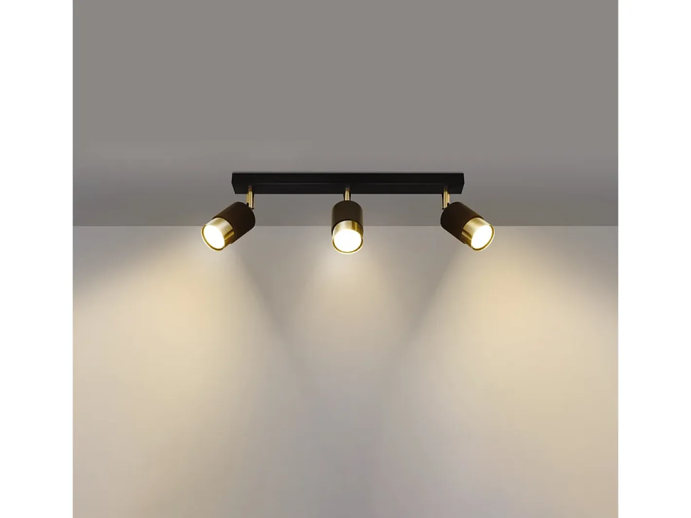New Sollux Lighting Lámparas de techo Alvor moderno de acero - 3 fuentes luminosas 4000K - L.45 x A.18 cm - oro Negro