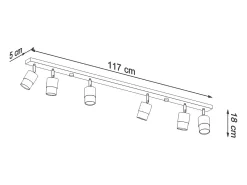 Sollux Lighting Plafón-Lámparas de techo Alvor moderno de acero - 6 fuentes luminosas 3000K - L.117 x A.18 cm - oro Negro