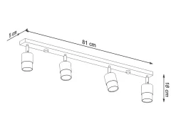 Clearance Sollux Lighting Lámparas de techo Alvor moderno de acero - 4 fuentes luminosas 3000K - L.81 x A.18 cm - oro Negro