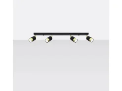 Clearance Sollux Lighting Lámparas de techo Alvor moderno de acero - 4 fuentes luminosas 3000K - L.81 x A.18 cm - oro Negro