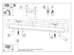 Sollux Lighting Lámparas de techo Astix moderno de aluminio - 4 fuentes luminosas 4000K - L.60 x A.20 cm - Negro Discount