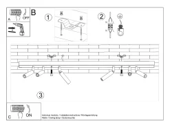 Best Sollux Lighting Lámparas de techo Astix moderno de aluminio - 6 fuentes luminosas 4000K - L.100 x A.20 cm - Negro