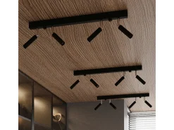 Best Sollux Lighting Lámparas de techo Astix moderno de aluminio - 6 fuentes luminosas 4000K - L.100 x A.20 cm - Negro