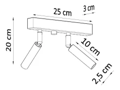 Online Sollux Lighting Lámparas de techo Astix moderno de aluminio - 2 fuentes luminosas 4000K - L.25 x A.20 cm - Negro