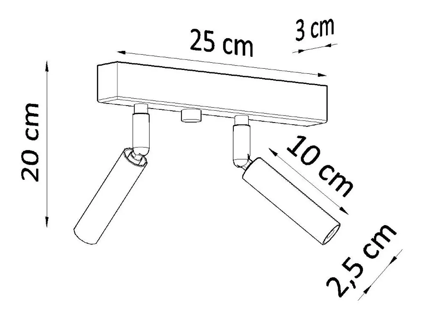 Online Sollux Lighting Lámparas de techo Astix moderno de aluminio - 2 fuentes luminosas 4000K - L.25 x A.20 cm - Negro