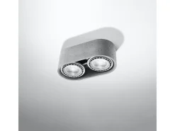 Outlet Sollux Lighting Lámparas de techo Blaze industrial de concreto - 2 fuentes luminosas 3000K - L.27 x A.9 cm - Gris