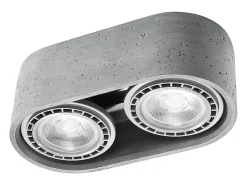 Sollux Lighting Plafón-Lámparas de techo Blaze industrial de concreto - 2 fuentes luminosas 4000K - L.27 x A.9 cm - Gris