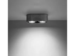 Sollux Lighting Plafón-Lámparas de techo Blaze industrial de concreto - 2 fuentes luminosas 4000K - L.27 x A.9 cm - Gris