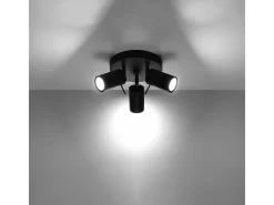 New Sollux Lighting Lámparas de techo Briix moderno de acero - 3 fuentes luminosas 4000K - L.20 x A.18 cm - Negro
