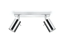 Sollux Lighting Plafón-Lámparas de techo Briix moderno de acero - 2 fuentes luminosas 3000K - L.30 x A.16 cm - cromo Gris