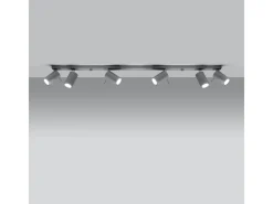 Sollux Lighting Plafón-Lámparas de techo Briix moderno de acero - 6 fuentes luminosas 4000K - L.118 x A.16 cm - Gris