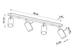 Sollux Lighting Plafón-Lámparas de techo Briix moderno de acero - 4 fuentes luminosas 4000K - L.80 x A.16 cm - Gris