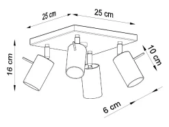 Sollux Lighting Plafón-Lámparas de techo Briix moderno de acero - 4 fuentes luminosas 3000K - L.25 x A.16 cm - Blanco