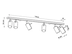 Sollux Lighting Plafón-Lámparas de techo Briix moderno de acero - 6 fuentes luminosas 3000K - L.118 x A.16 cm - Negro