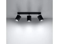 Outlet Sollux Lighting Lámparas de techo Briow moderno de acero - 3 fuentes luminosas 4000K - L.45 x A.16 cm - Negro