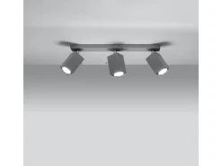 New Sollux Lighting Lámparas de techo Briow moderno de acero - 3 fuentes luminosas 4000K - L.45 x A.16 cm - Gris
