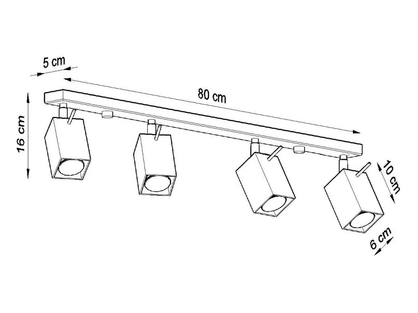 Sollux Lighting Plafón-Lámparas de techo Briow moderno de acero - 4 fuentes luminosas 4000K - L.80 x A.16 cm - Negro