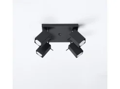 Best Sollux Lighting Lámparas de techo Briow moderno de acero - 4 fuentes luminosas 3000K - L.25 x A.16 cm - Negro