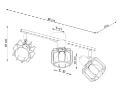 Sollux Lighting Plafón-Lámparas de techo Celubi moderno de acero - 3 fuentes luminosas 4000K - L.48 x A.19 cm - Negro