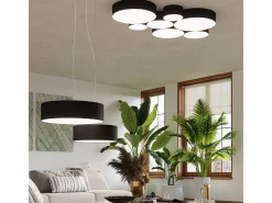 Sollux Lighting Plafón-Lámparas de techo Cercle minimalista de CLORURO DE POLIVINILO - 4 fuentes luminosas 4000K - L.55 x A.11 cm - Negro