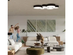 Sollux Lighting Plafón-Lámparas de techo Cercle minimalista de CLORURO DE POLIVINILO - 4 fuentes luminosas 4000K - L.55 x A.11 cm - Negro