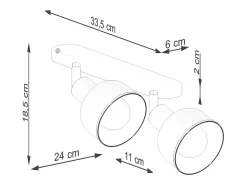 Discount Sollux Lighting Lámparas De Techo Elba Desván De Acero - 2 Fuentes Luminosas - L.47 X A.18,5 Cm - Blanco