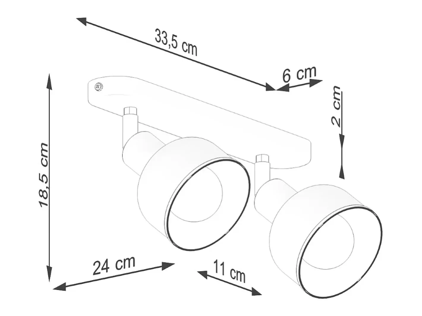 Discount Sollux Lighting Lámparas De Techo Elba Desván De Acero - 2 Fuentes Luminosas - L.47 X A.18,5 Cm - Blanco