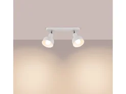 Discount Sollux Lighting Lámparas De Techo Elba Desván De Acero - 2 Fuentes Luminosas - L.47 X A.18,5 Cm - Blanco