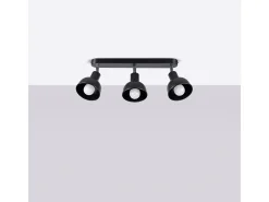 Sollux Lighting Lámparas De Techo Elba Desván De Acero - 3 Fuentes Luminosas - L.59 X A.18,5 Cm - Negro Discount