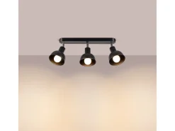 Sollux Lighting Lámparas De Techo Elba Desván De Acero - 3 Fuentes Luminosas - L.59 X A.18,5 Cm - Negro Discount