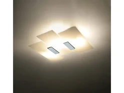 Sollux Lighting Plafón-Lámparas de techo Fabulario moderno de acero/vidrio - 3 fuentes luminosas 4000K - L.40 x A.7 cm - cromo/blanco Gris