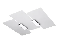 Sollux Lighting Plafón-Lámparas de techo Fabulario moderno de acero/vidrio - 3 fuentes luminosas 4000K - L.40 x A.7 cm - cromo/blanco Gris